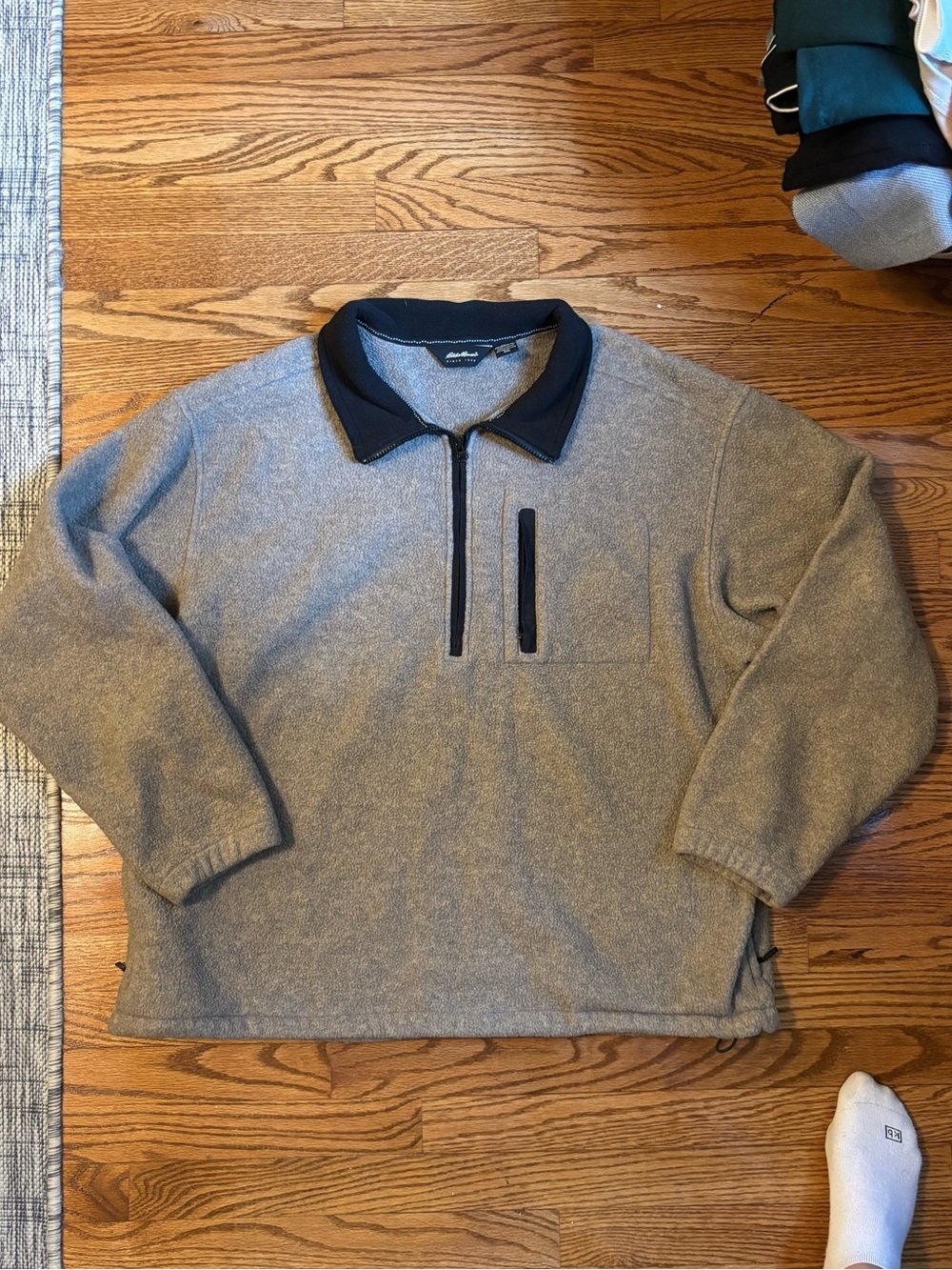 Eddie Bauer Oatmeal Quarter Zip Fleece Pullover Jacket XXL